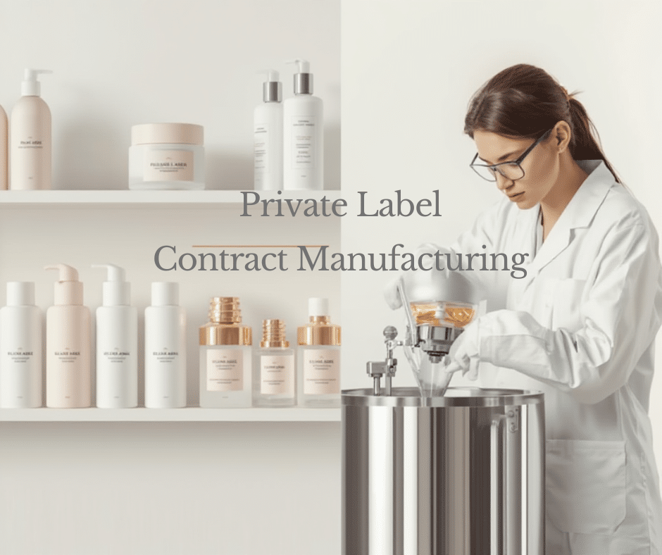 private label and contract cosmetic manufacturing processes in a professional cosmetic lab.